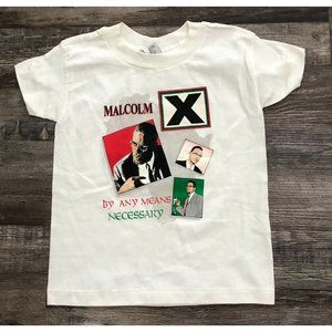 Vintage Malcom X By Any Means Necessary Youth Small T Shirt Made in USA